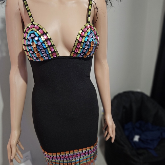 Dresses & Skirts - Multicolor Beaded Black Dress
